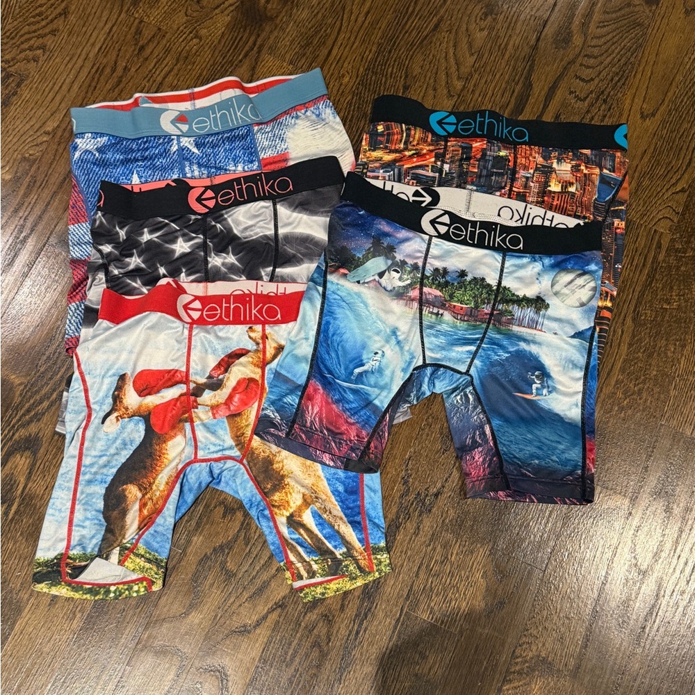 Ethika boys Boxer Briefs - graphic designs. Lot of 5. Size large